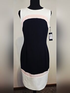 Tommy Hilfiger Colorblock Sheath Dress Sleeveless Pink White Navy NWT Preppy